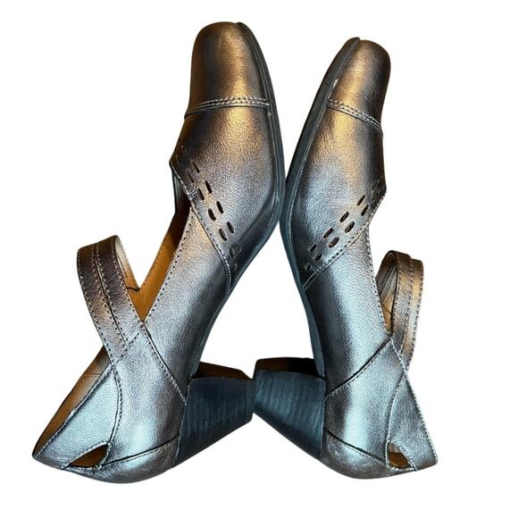 Taos Stunner US 9 UK 40 Pewter Leather Mary Jane Comfy Casual Small Heel - Picture 3 of 10